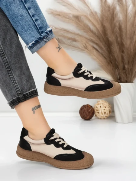 Pantofi Sport Dama din piele naturala 65852 BLACK | FRANCO GERARDO