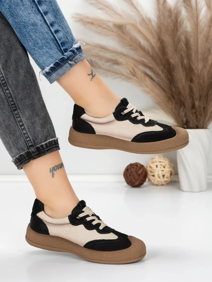 Pantofi Sport Dama din piele naturala 65852 BLACK | FRANCO GERARDO