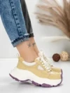 Pantofi Sport Dama din piele naturala HY1333 GREEN-CREAM | FRANCO GERARDO