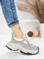 Pantofi Sport Dama din piele naturala HY1333 GREY-CREAM | FRANCO GERARDO