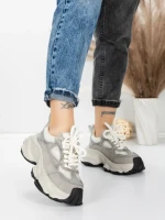Pantofi Sport Dama din piele naturala HY1333 GREY-CREAM | FRANCO GERARDO