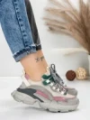 Pantofi Sport Dama din piele naturala Y5758-2 GREY-GREEN | FRANCO GERARDO