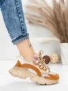 Pantofi Sport Dama din piele naturala Y5758-2 KHAKI-PINK | FRANCO GERARDO