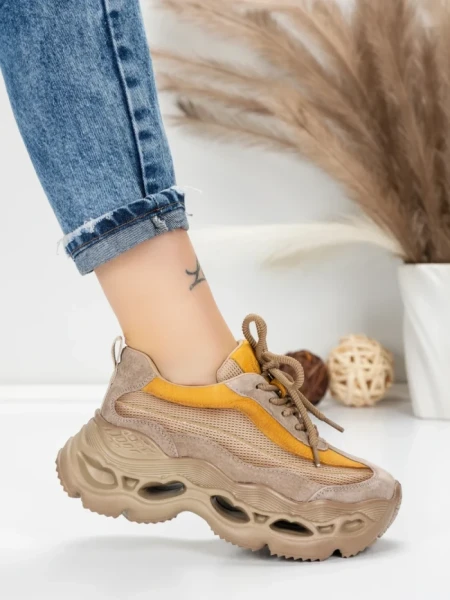 Pantofi Sport Dama din piele naturala HY6376 YELLOW | FRANCO GERARDO