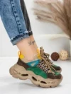 Pantofi Sport Dama din piele naturala HY6383 GREEN-YELLOW | FRANCO GERARDO
