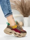 Pantofi Sport Dama din piele naturala HY6383 WINE-GREEN | FRANCO GERARDO