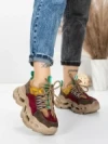 Pantofi Sport Dama din piele naturala HY6383 WINE-GREEN | FRANCO GERARDO