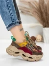 Pantofi Sport Dama din piele naturala HY6383 WINE-GREEN | FRANCO GERARDO