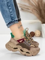 Pantofi Sport Dama din piele naturala HY6383 BROWN-GREEN | FRANCO GERARDO