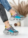 Pantofi Sport Dama din piele naturala HY6383 LIGHT BLUE-YELLOW | FRANCO GERARDO