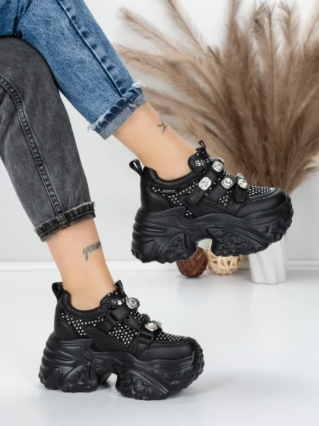 Pantofi Sport Dama cu Platforma 6166-86 BLACK | MEI