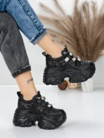 Pantofi Sport Dama cu Platforma 6166-86 BLACK | MEI