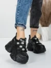 Pantofi Sport Dama cu Platforma 6166-86 BLACK | MEI