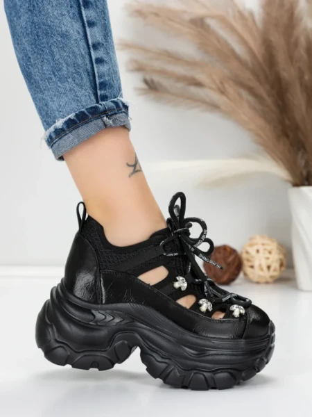 Pantofi Sport Dama cu Platforma 0897-33 BLACK | MEI