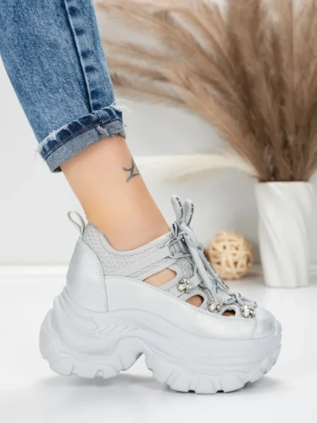 Pantofi Sport Dama cu Platforma 0897-33 SILVER | MEI
