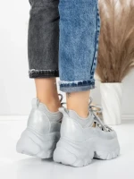 Pantofi Sport Dama cu Platforma 0897-33 SILVER | MEI