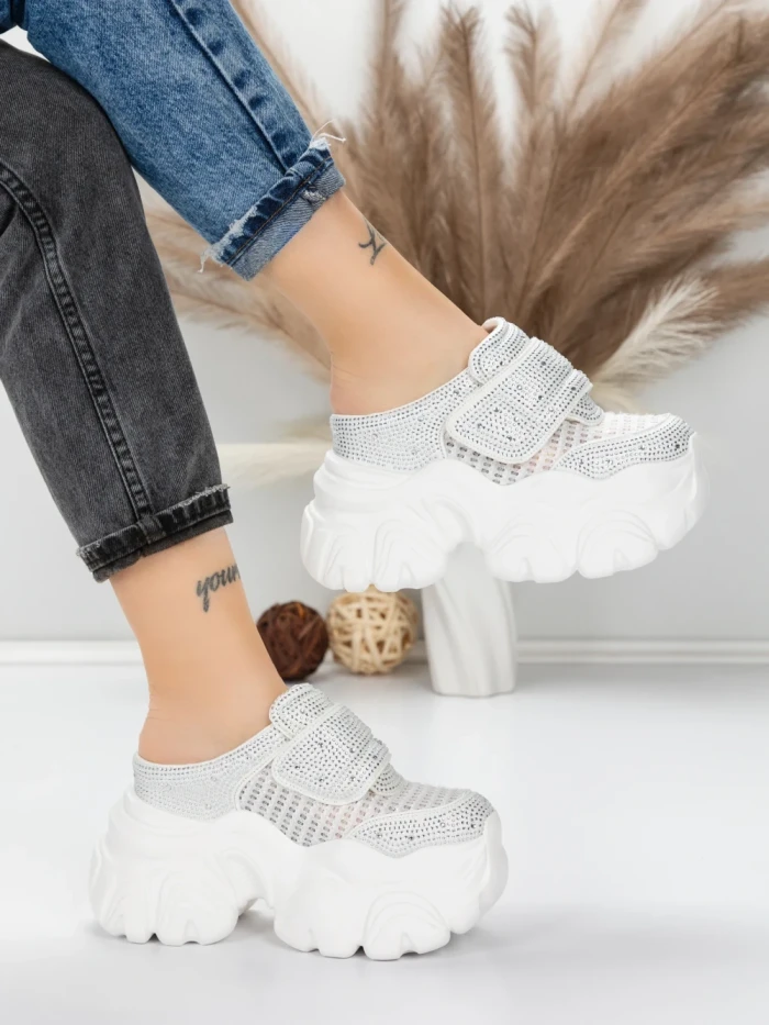 Pantofi Sport Dama cu Platforma 569-67 WHITE | MEI