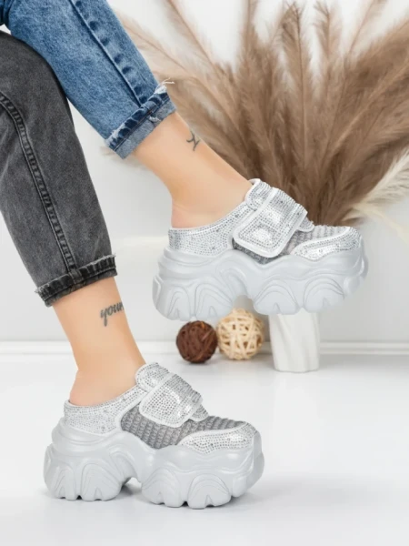 Pantofi Sport Dama cu Platforma 569-67 SILVER | MEI