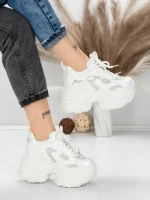 Pantofi Sport Dama cu Platforma 6166-95 WHITE | MEI