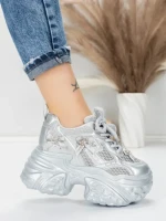 Pantofi Sport Dama cu Platforma 6166-95 SILVER | MEI