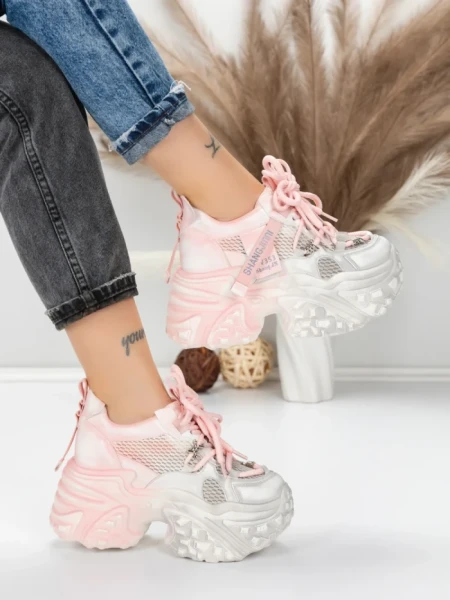 Pantofi Sport Dama cu Platforma 6166-113 PINK | MEI