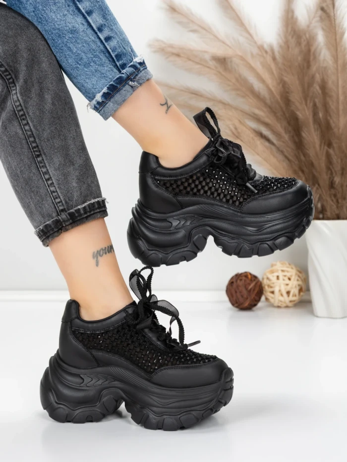 Pantofi Sport Dama cu Platforma 0897-36 BLACK | MEI