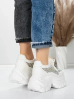 Pantofi Sport Dama cu Platforma 0897-36 WHITE | MEI