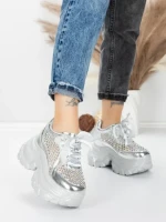 Pantofi Sport Dama cu Platforma 0897-36 SILVER | MEI