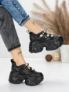 Pantofi Sport Dama cu Platforma 6166-80 BLACK | MEI