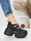 Pantofi Sport Dama cu Platforma 6166-80 BLACK | MEI