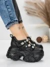 Pantofi Sport Dama cu Platforma 6166-80 BLACK | MEI