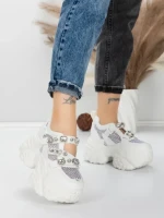 Pantofi Sport Dama cu Platforma 6166-80 WHITE | MEI
