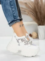 Pantofi Sport Dama cu Platforma 6166-80 WHITE | MEI