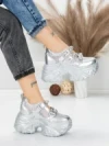 Pantofi Sport Dama cu Platforma 6166-80 SILVER | MEI