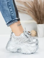 Pantofi Sport Dama cu Platforma 6166-88 SILVER | MEI