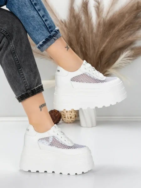 Pantofi Sport Dama cu Platforma 6208-35 WHITE | MEI