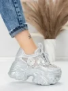 Pantofi Sport Dama cu Platforma 6166-87 SILVER | MEI