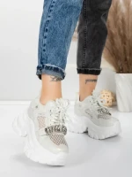 Pantofi Sport Dama cu Platforma 0897-16 WHITE | MEI