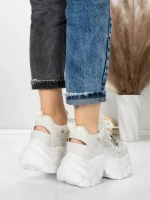 Pantofi Sport Dama cu Platforma 0897-16 WHITE | MEI