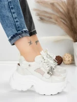 Pantofi Sport Dama cu Platforma 0897-16 WHITE | MEI