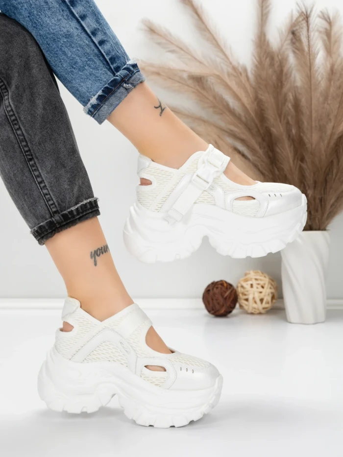Pantofi Sport Dama cu Platforma 0897-15 WHITE | MEI