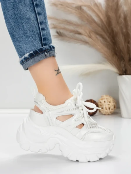 Pantofi Sport Dama cu Platforma 0897-8 WHITE | MEI