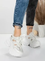 Pantofi Sport Dama cu Platforma 0897-8 WHITE | MEI