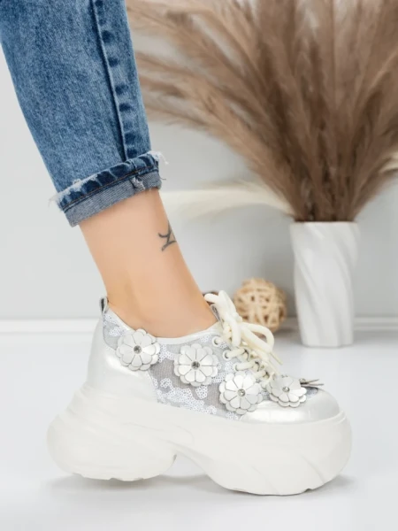 Pantofi Sport Dama cu Platforma 8307-2 WHITE | MEI