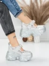 Pantofi Sport Dama cu Platforma 6166-105 SILVER | MEI
