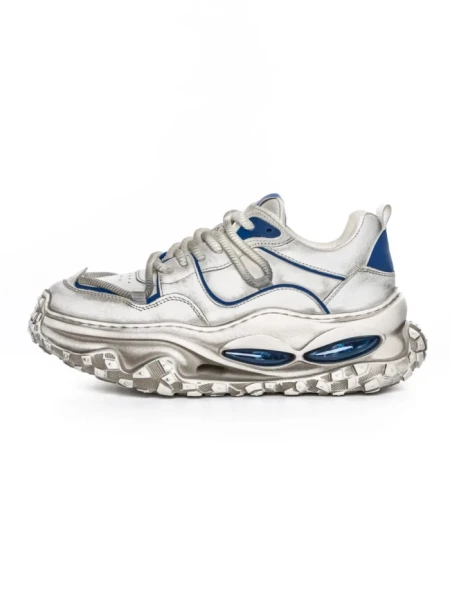 Pantofi Sport Barbati din piele naturala 95932 WHITE-BLUE | ADVANCER
