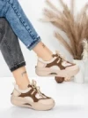 Pantofi Sport Dama din piele naturala 2577 CREAM-COFFEE | FRANCO GERARDO