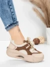Pantofi Sport Dama din piele naturala 2577 CREAM-COFFEE | FRANCO GERARDO