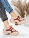 Pantofi Sport Dama din piele naturala 2577 CREAM-RED | FRANCO GERARDO