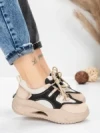 Pantofi Sport Dama din piele naturala 2577 CREAM-BLACK | FRANCO GERARDO